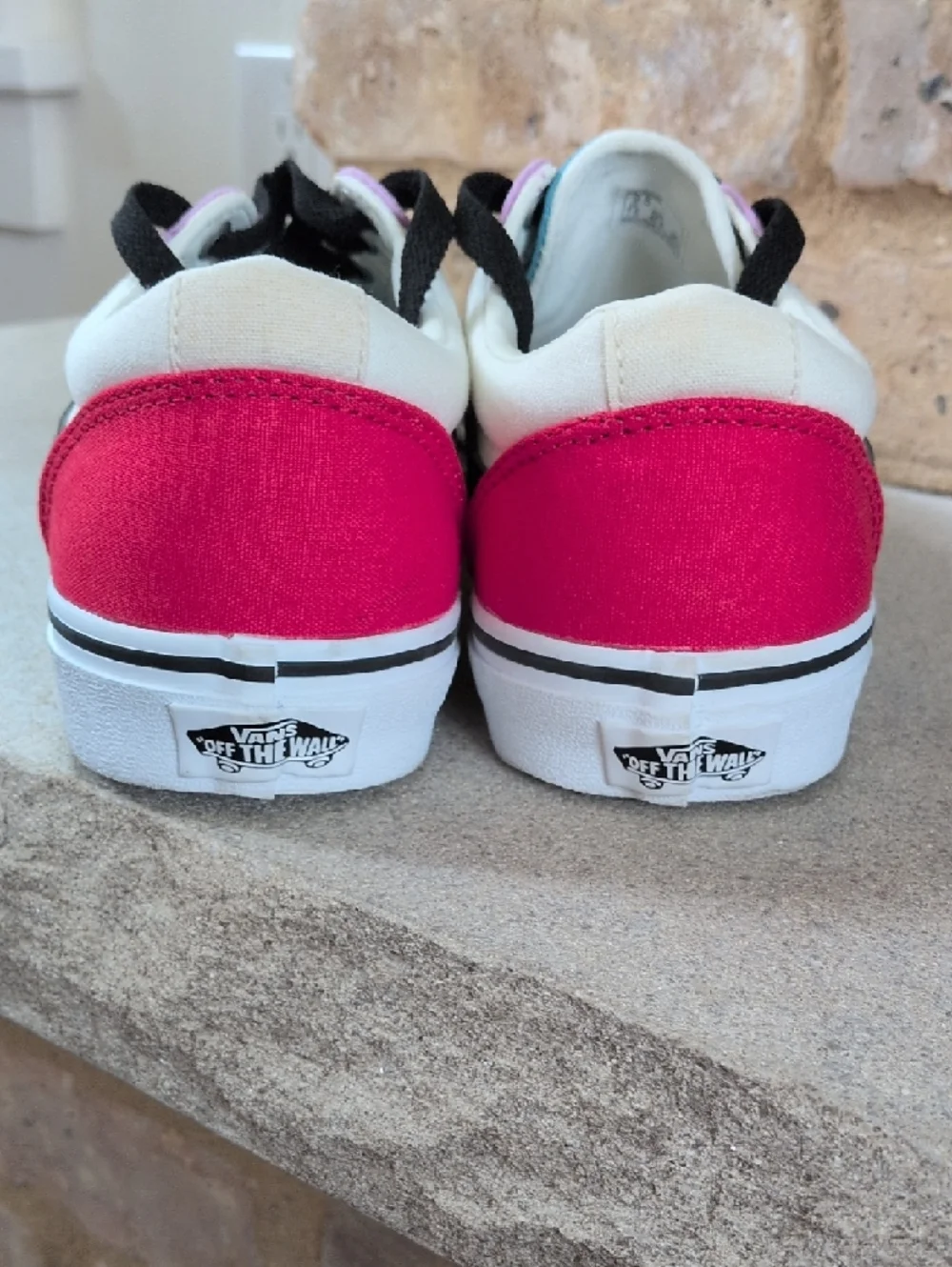 VANS I New Ward Color Block Cream, Black, Red & Purple Sneaker Skater Shoes, 9.5 - Picture 5 of 14